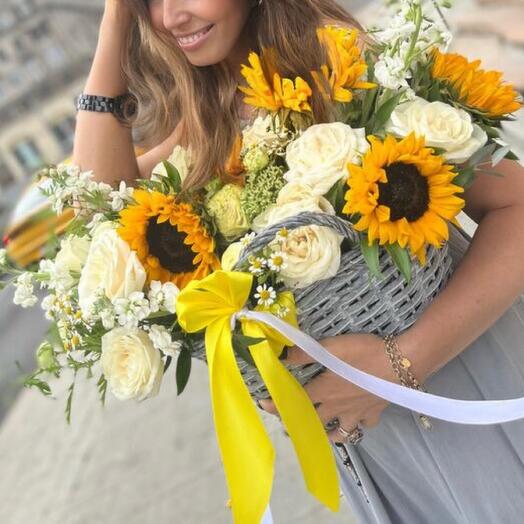Cesta de girasoles