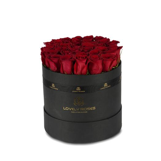 Fresh Roses in a Round Box - Large