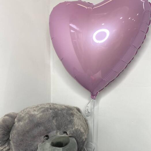 Corazón de globo rosa de aluminio