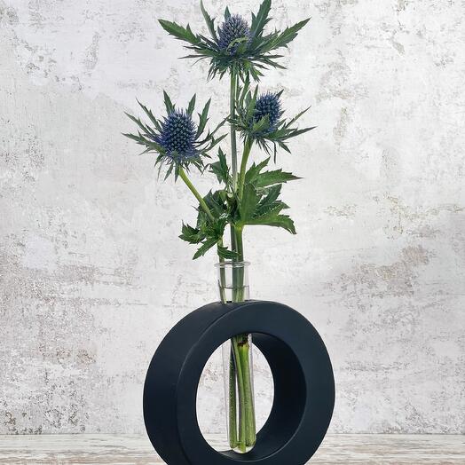 Vase for flowers and interior with a flask