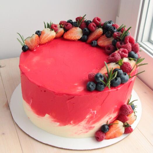 Акварельный торт с ягодным венком