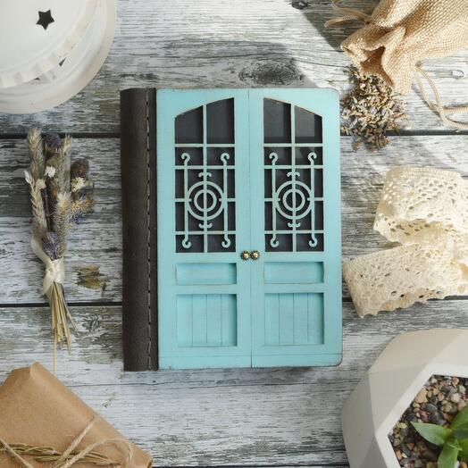 Blue wooden door journal