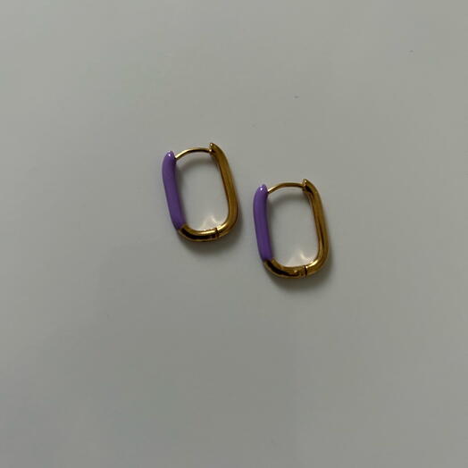 Purple festival hoop earrings, handmade 20.5x16mm