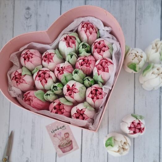 Tulipanes de malvavisco con Caja de corazón