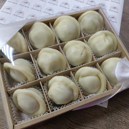 Chocolate truffle dumplings with truffle filling