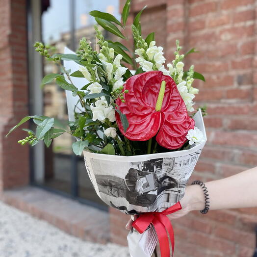 A bouquet of red anthurium
