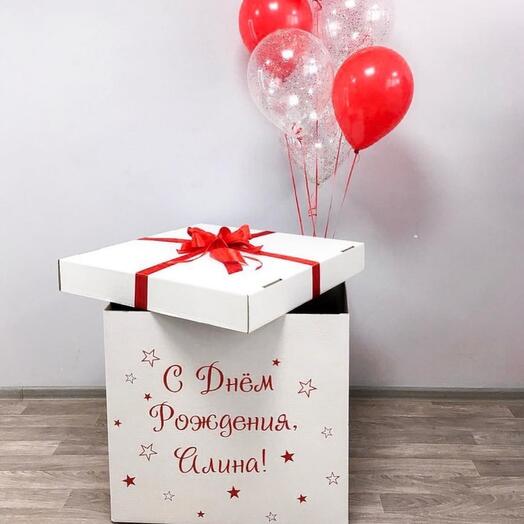 Коробка шаров сюрприз Красный букет