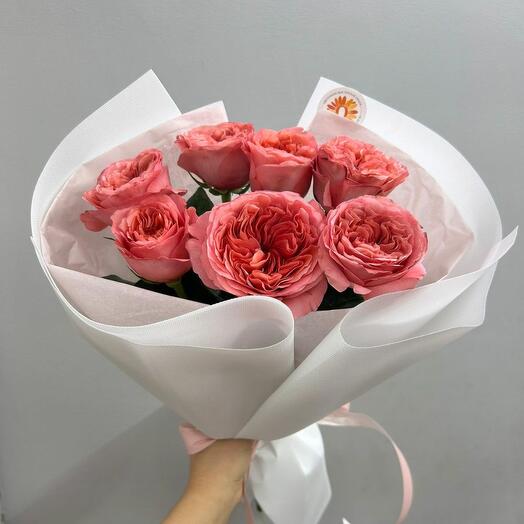 Букет из 7 Пионовидных Роз от Цветочного магазина Оранж Алматы