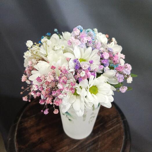Composición de crisantemo y gypsophila
