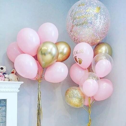 Набор шаров с гелием На выписку для девочки