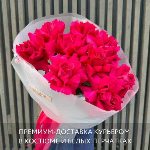 Эквадорские вывернутые розы – ярко-розовые / стильная подача