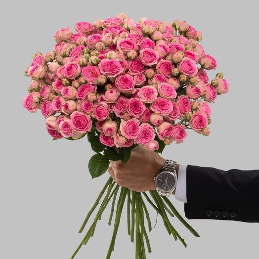 Букет розовых кустовых роз Super Sensation, 25 шт, 50 см. Florentika