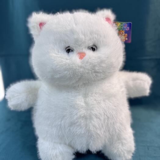 Игрушка кот белый пушистый