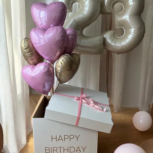 Коробка с шарами HAPPY BIRTHDAY - 2