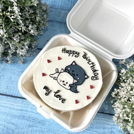 Бенто торт с котиками Happy Birthday my love