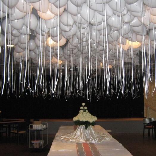 White ceiling balloons