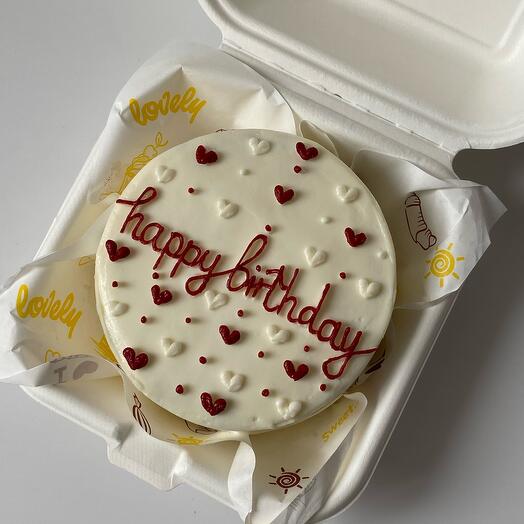 Бенто торт happy birthday с сердечками