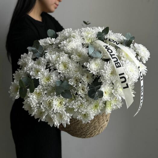 Кашпо с хризантемами, размер L