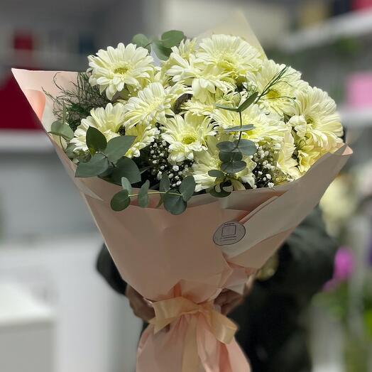 20 adet beyaz gerbera buketi