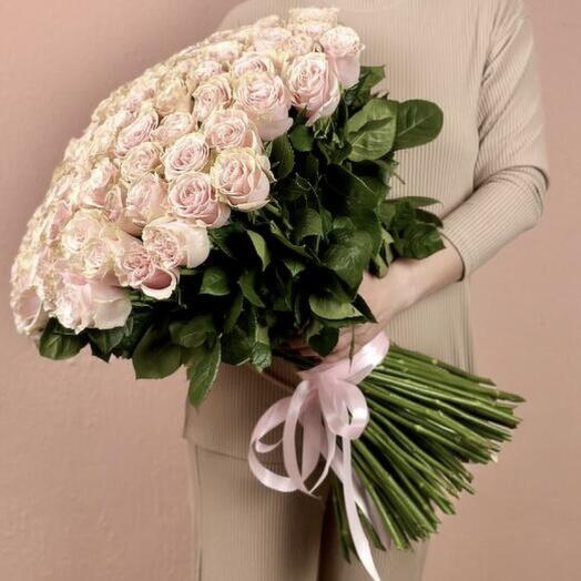 Букет из 101 розы премиум сорта "Пинк Мондиаль"