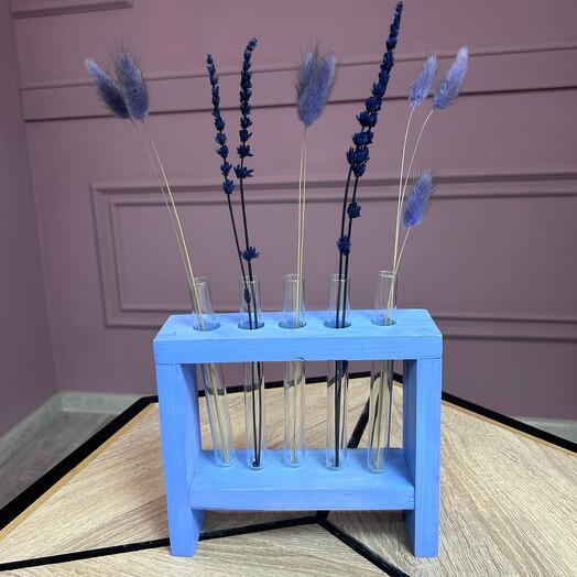 Stand with flasks and dried flowers