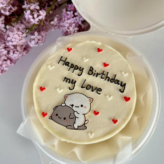 Бенто-торт «Happy birthday, my love» с пищевой печатью