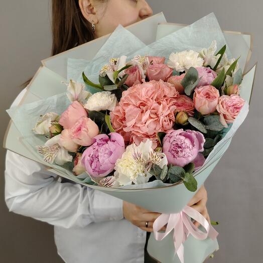 Ты мое счастье 💝 Пион, гортензия, альстромерия, роза кустовая