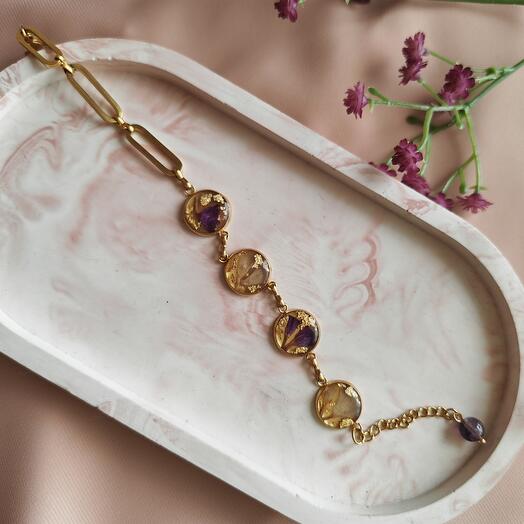 Браслет из нержавеющей стали с сухоцветами