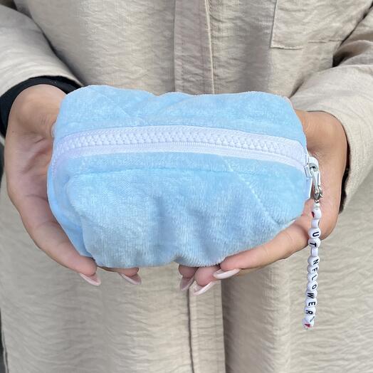 Премиум-косметичка из хлопка небесного цвета
