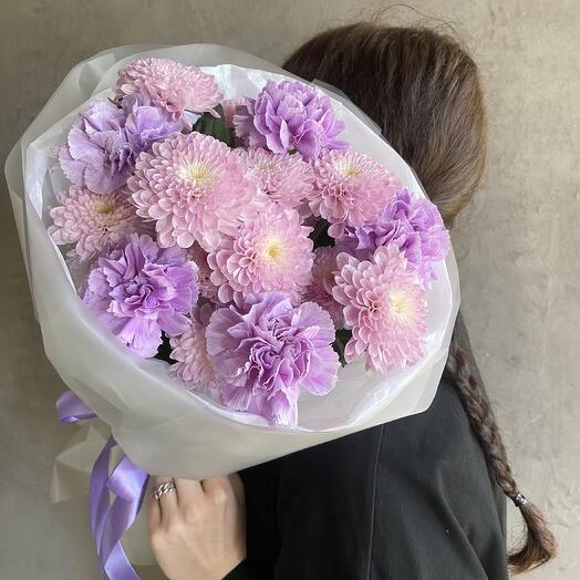 Стойкий букет хризантема Фабьен и диантус