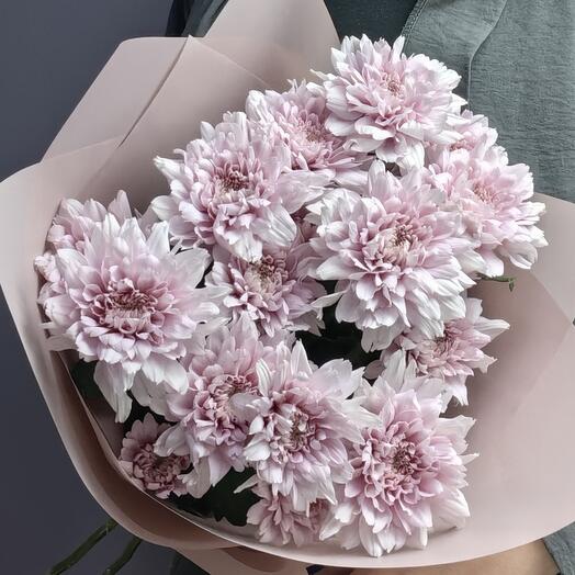 Букет из фиолетовых кустовых хризантем