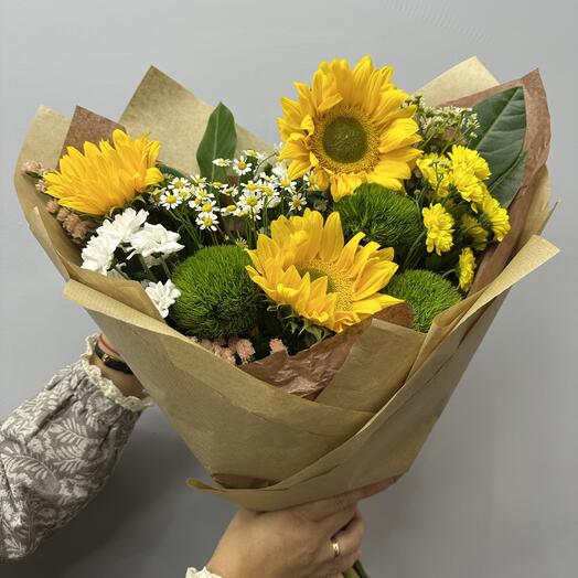 Букет цветов «Осенние подсолнушки🌻»