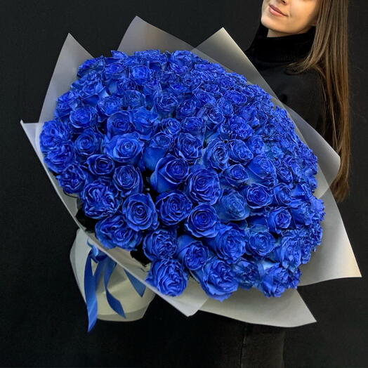 ВАУ букет 101 синяя роза (мб 269)