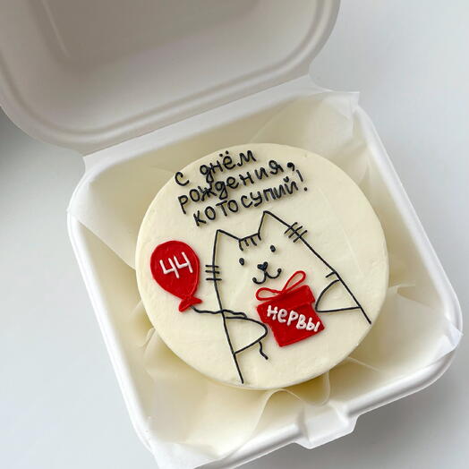 Бенто торт с котиком, с котом, торт кот, торт нервы, подруге, другу, маме, папе, бабушке, торт подарок
