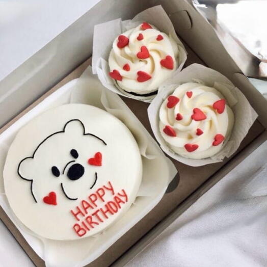 Бенто-торт + 2 Капкейка «happy birthday »