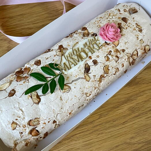 Rollo de merengue "pistacho-frambuesa"