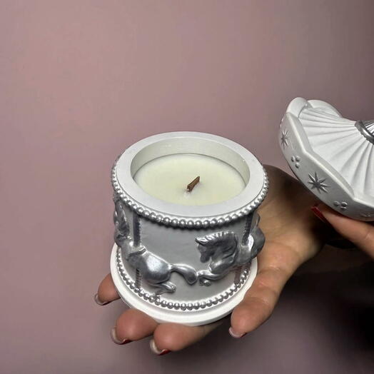 Свеча карусель серебро