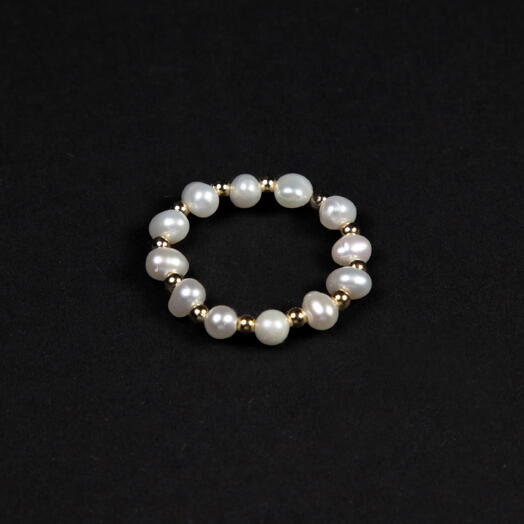 Кольцо Самшит Белый жемчуг культивированный 14K р-р 16-17 (RIN1006)