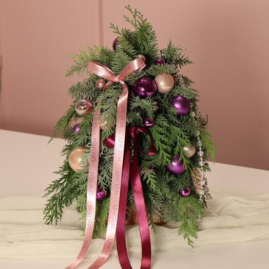 Маленькая живая елка из нобилиса фиолетовая