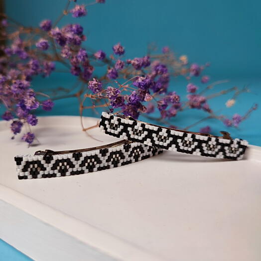 Заколки для волос "Узор" из бисера, ручная работа