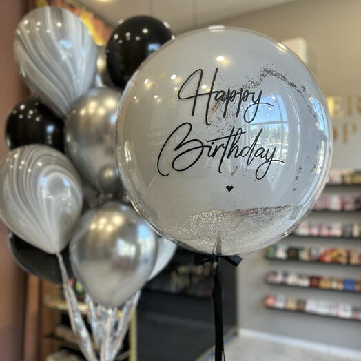 Композиция Silver Black Happy Birthday