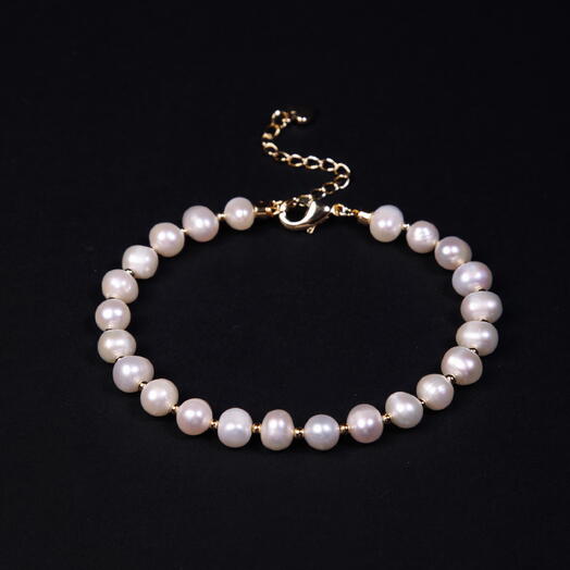 Браслет Лотос Белый жемчуг культивированный 14K 17 см (BRA1122)