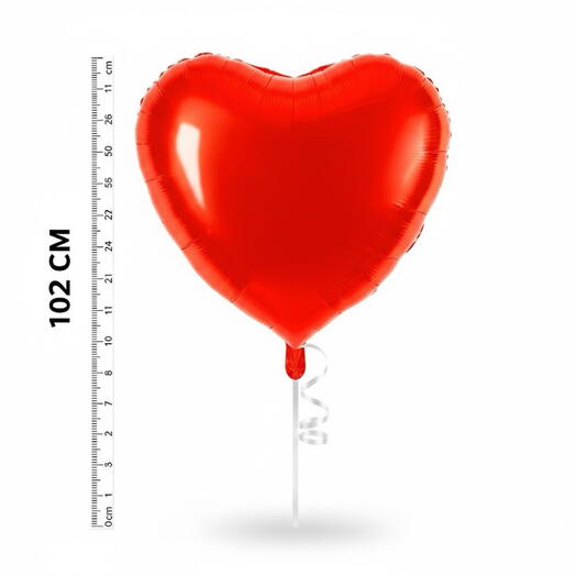 Гигантское воздушное сердце 102 см, алый фольгированный шар