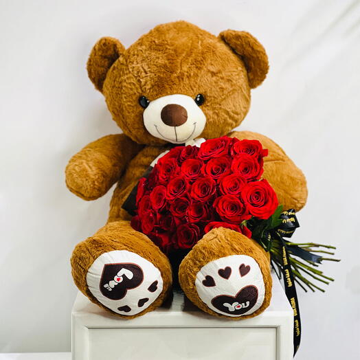 Teddy   Roses Combo