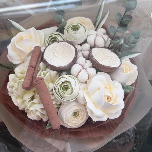 Зефирный букет/Зефирные цветы/Цветы из зефира/Букет цветов из зефира