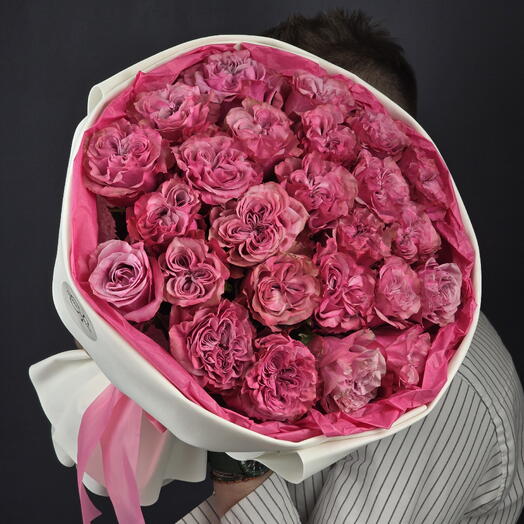 Монобукет из пионовидных роз "My cherry 🌸"