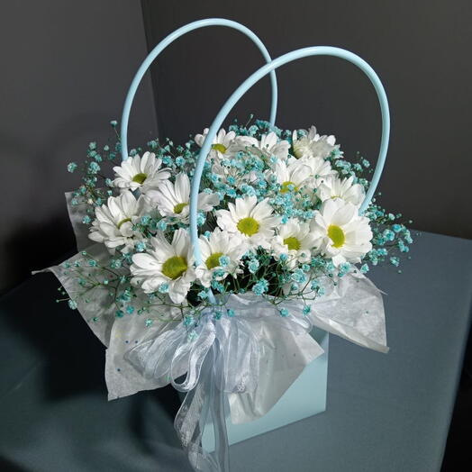 Сумочка с хризантемой и гипсофилой