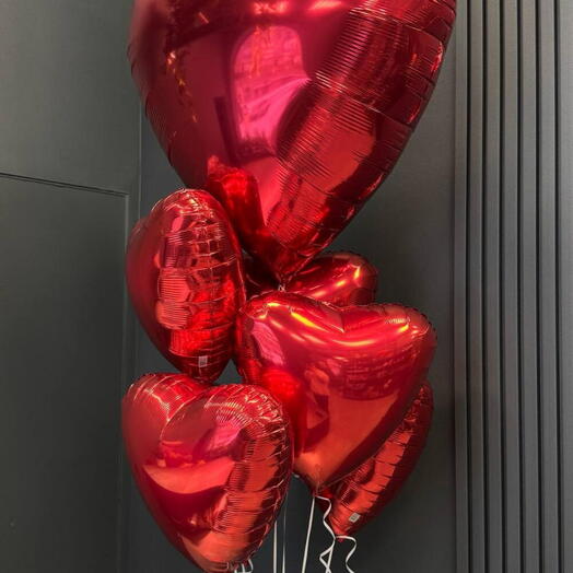 ♥️ Фонтан из сердце/6 шт фольгированный/сердце красное/