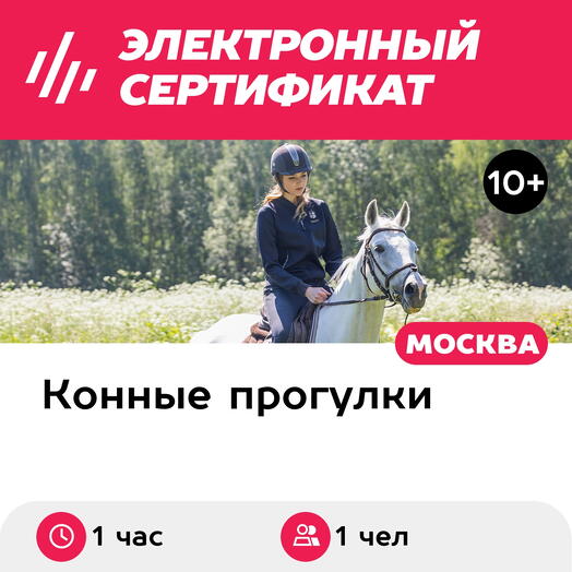 Подарочный сертификат Индивидуальная конная прогулка с инструктором, 1 чел. (1 час)