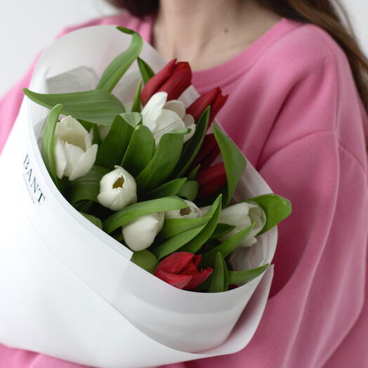 17 тюльпанов бело красных